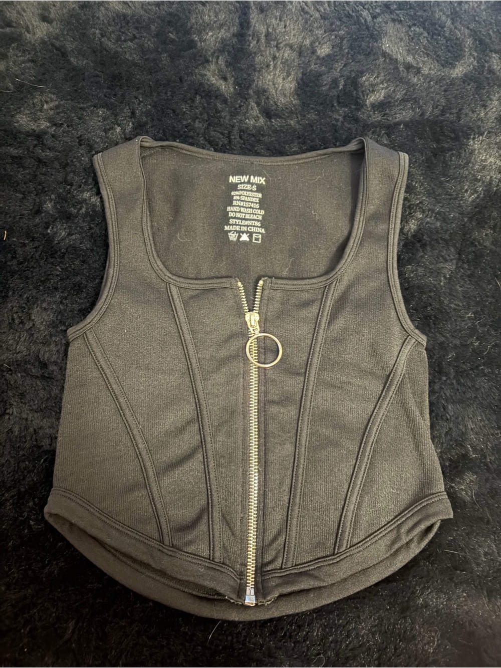 New Mix Black Ring-Zip Corset Tank